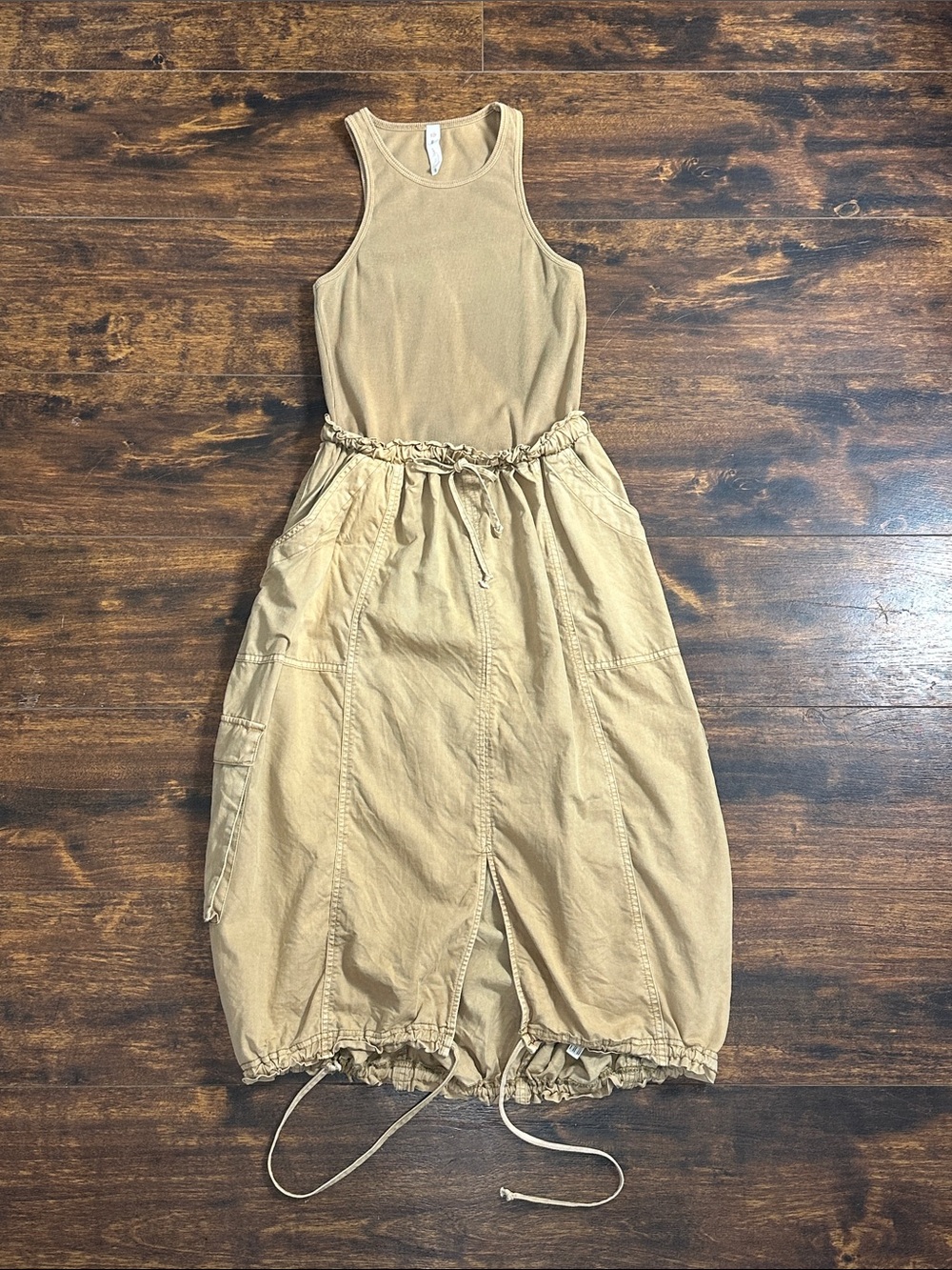 Daily Practice Anthro Tan Cargo Twofer Midi Dress S ✨